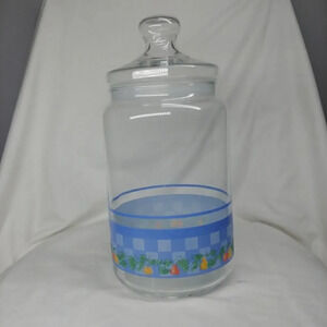 Vintage Arcopal Glass Cookie Jar with Lid designed Marc Palluy Primeur  1980s